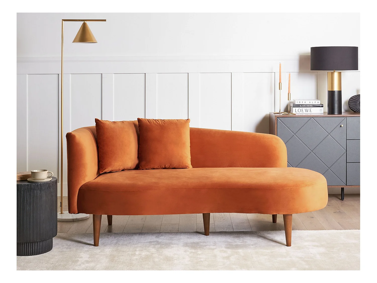 Chaise longue izquierdo CHAUMONT Terciopelo Naranja