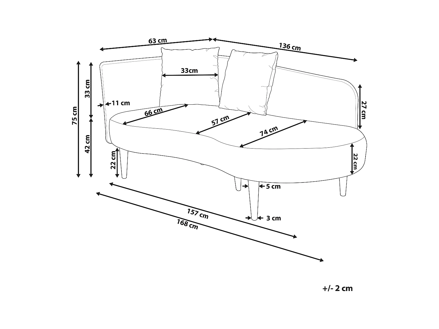 Chaise longue izquierdo CHAUMONT Terciopelo Naranja