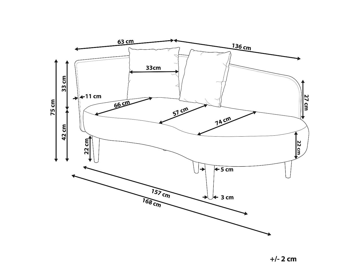 Chaise longue versione sinistra CHAUMONT Velluto Blu marino