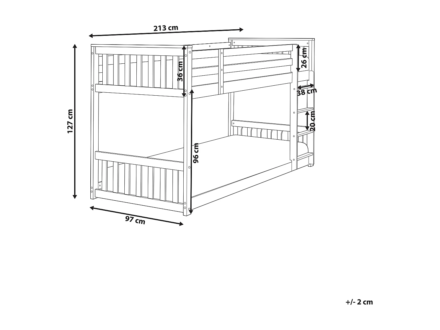 Lit superposé Bois LAZER 90 x 200 cm Blanc
