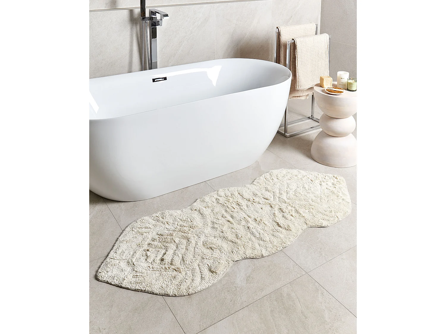 Alfombrilla de baño CANBAR 150 x 60 cm Algodón Beige claro