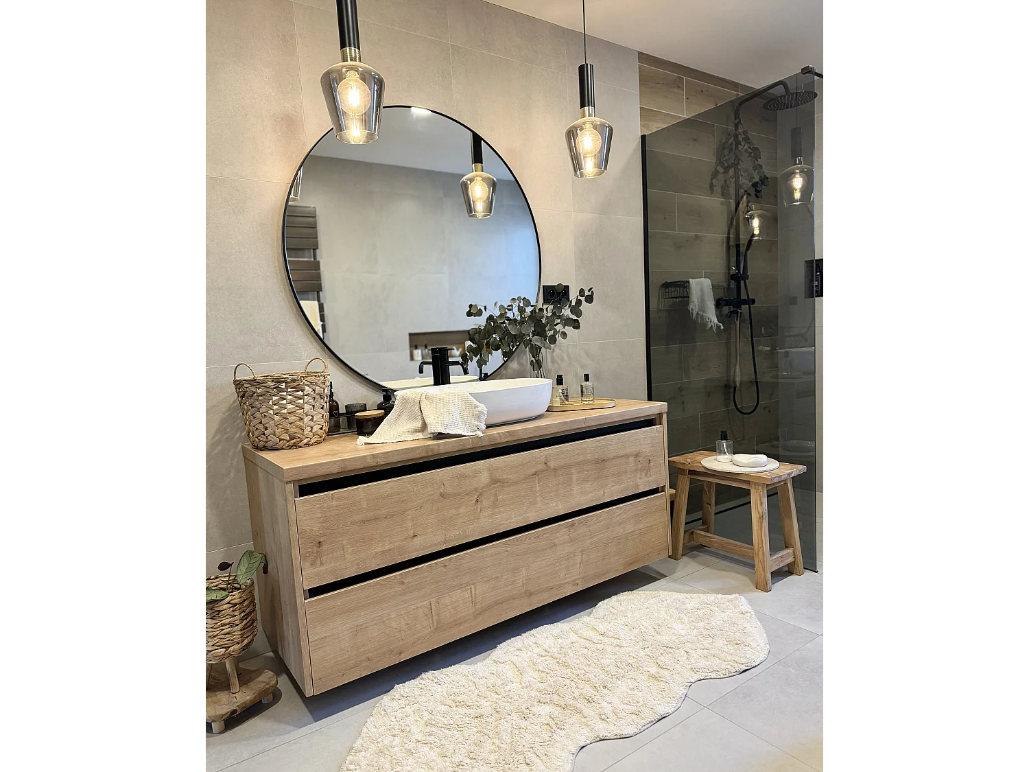Tapis de bain CANBAR 150 x 60 cm Coton Beige clair