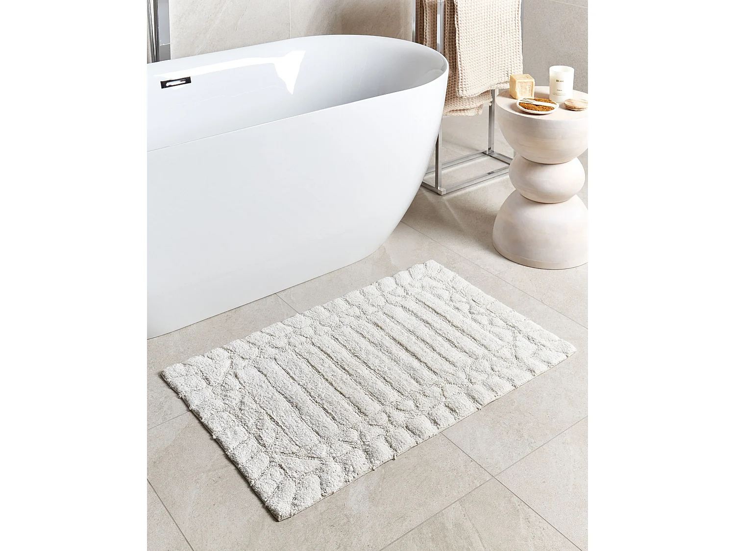 Tapis de bain TEKKE Beige clair 60 x 90 cm Coton