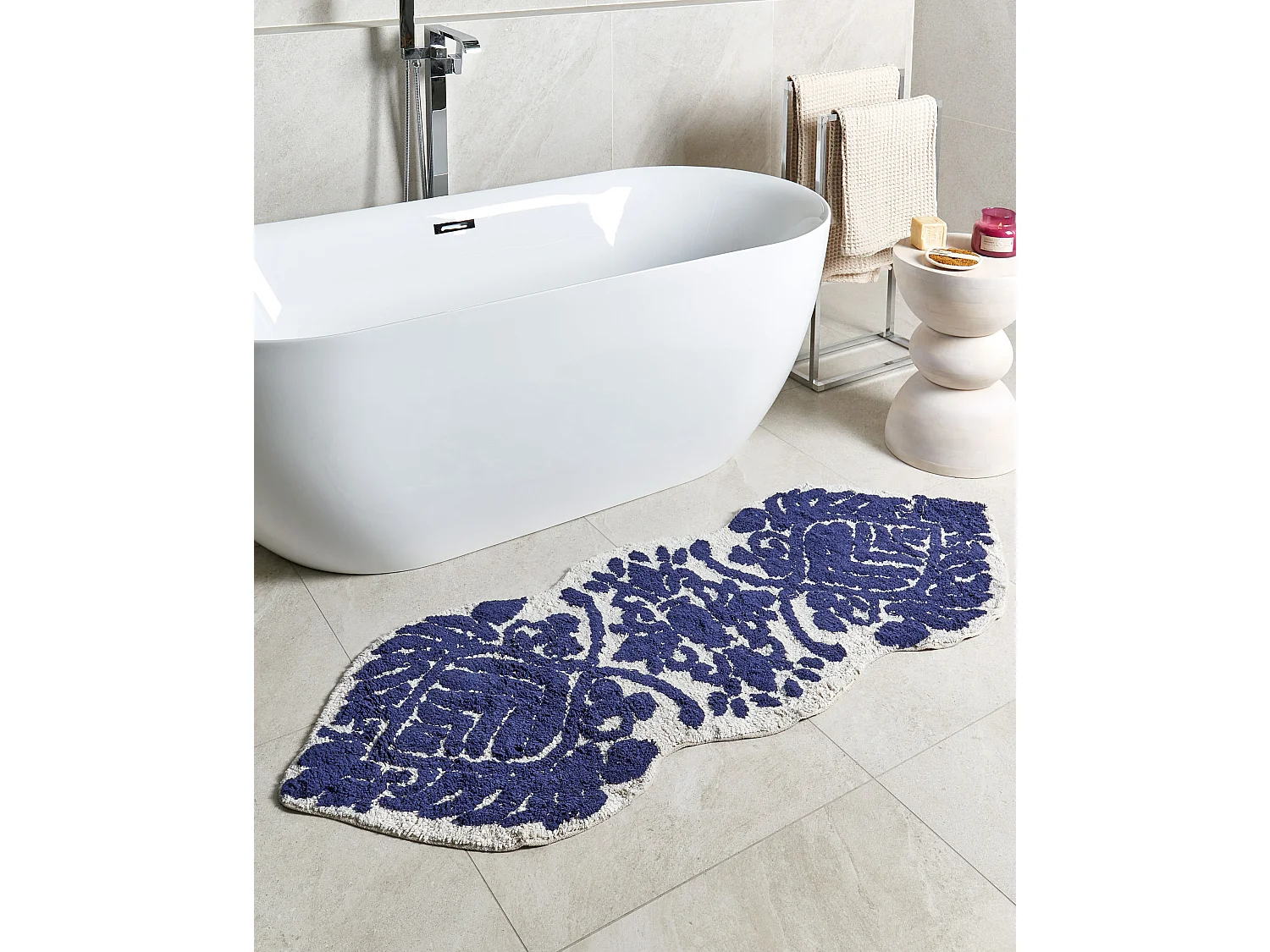 Tapis de bain CANBAR 150 x 60 cm Coton Bleu marine