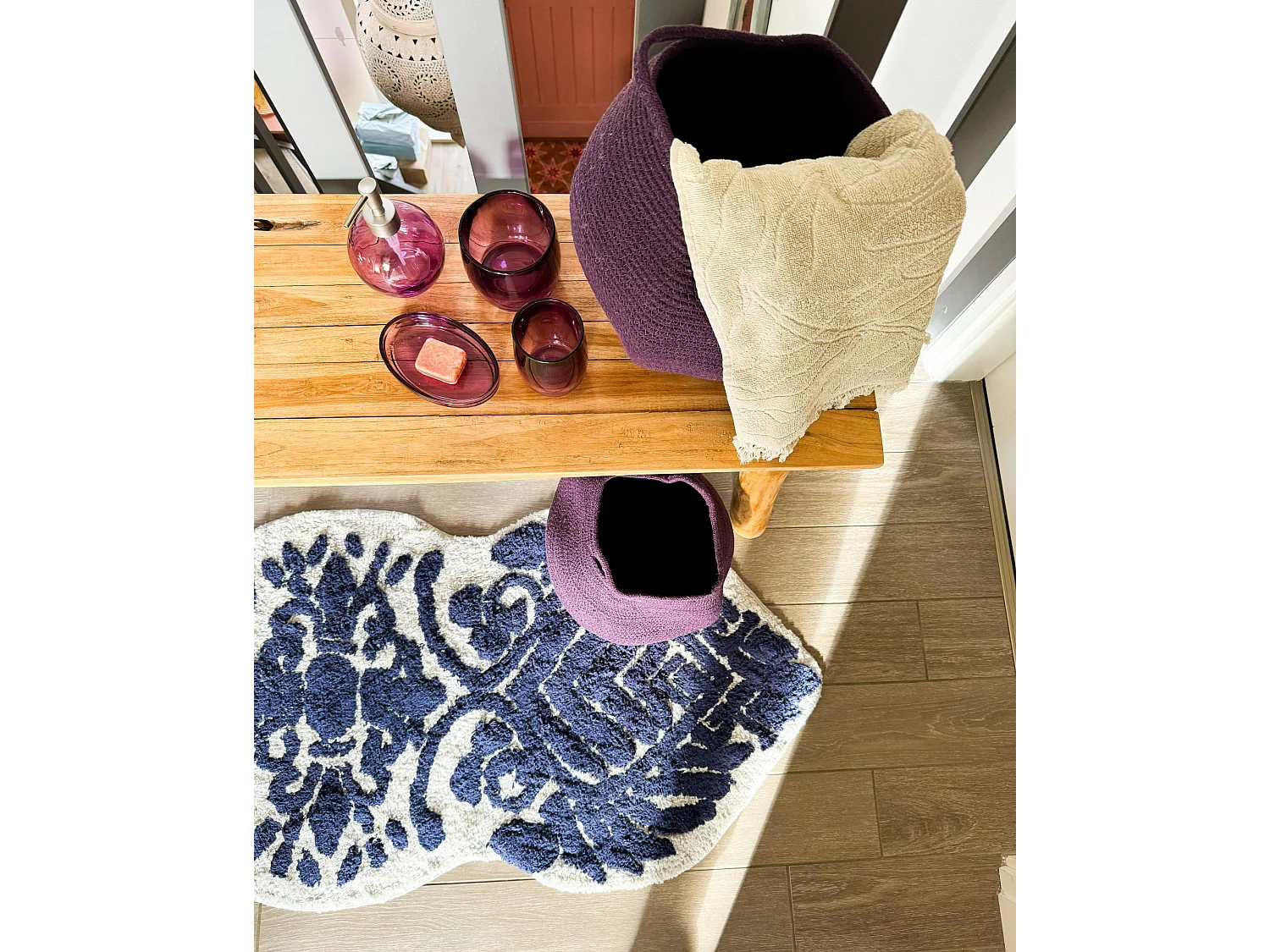 Tapis de bain CANBAR 150 x 60 cm Coton Bleu marine