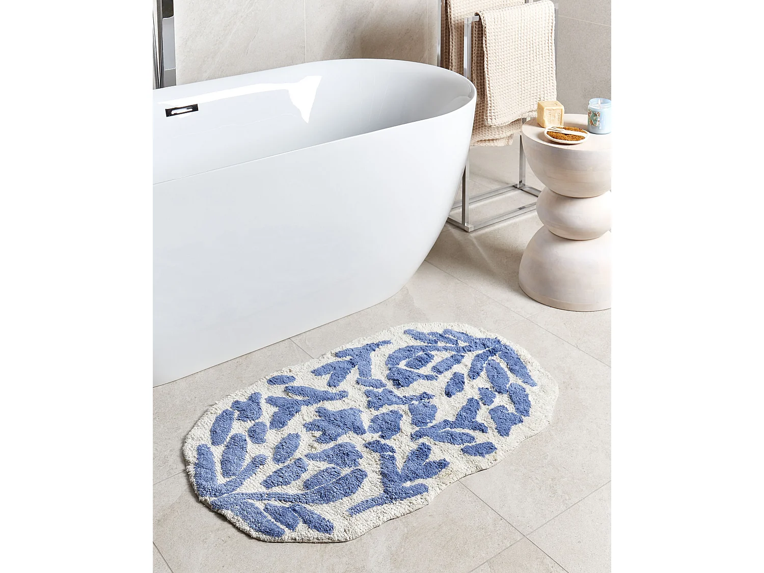 Tappeto da bagno DERIK 60 x 90 cm Cotone Blu