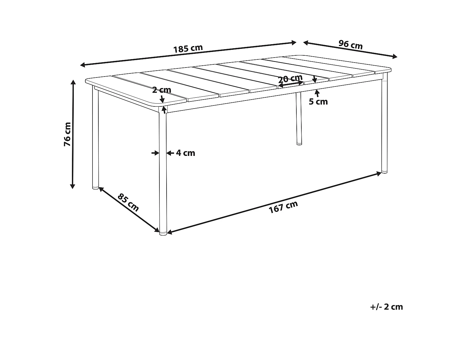 Gartentisch FLAVIA 185 cm 96 cm Metall Braun