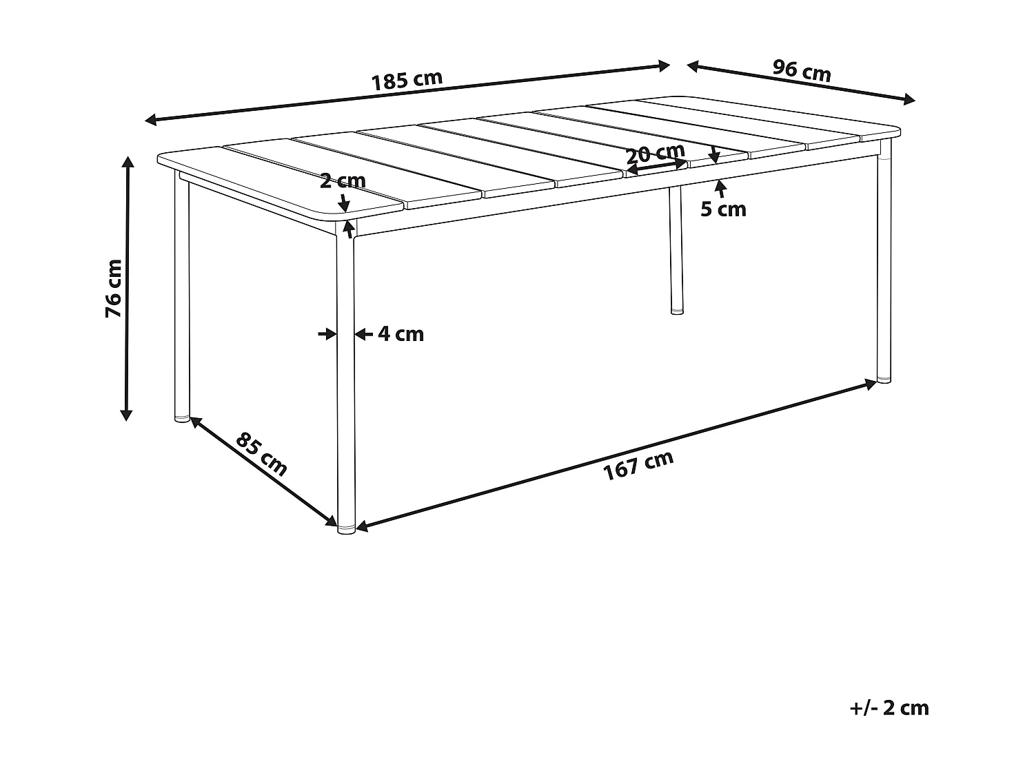 Table de salle à manger de jardin FLAVIA 185 cm 96 cm Métal Marron