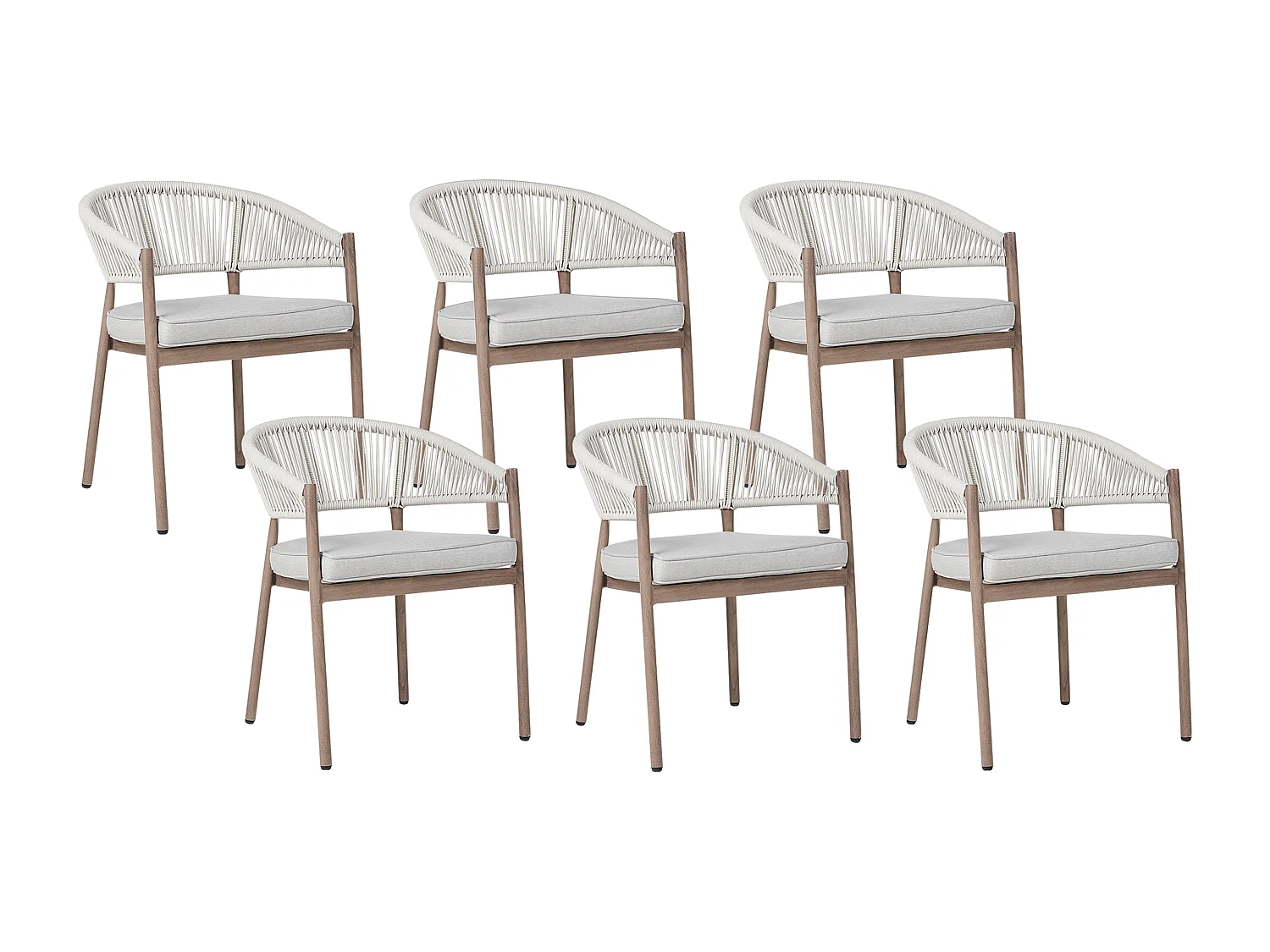 Lot de 6 chaises de jardin avec coussins FLAVIA Métal Blanc