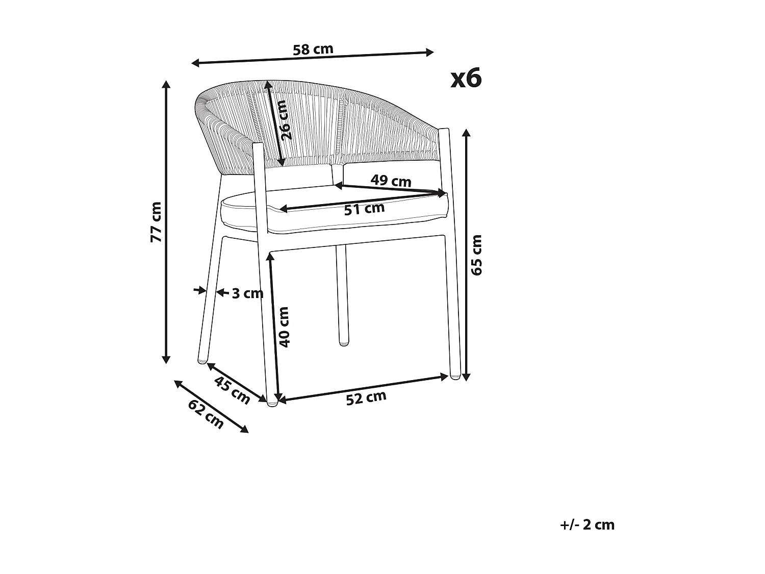 Lot de 6 chaises de jardin avec coussins FLAVIA Métal Blanc