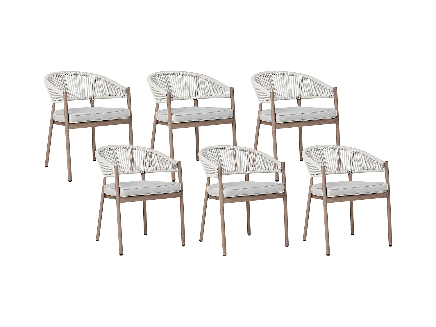 Lot de 6 chaises de jardin avec coussins FLAVIA Métal Blanc