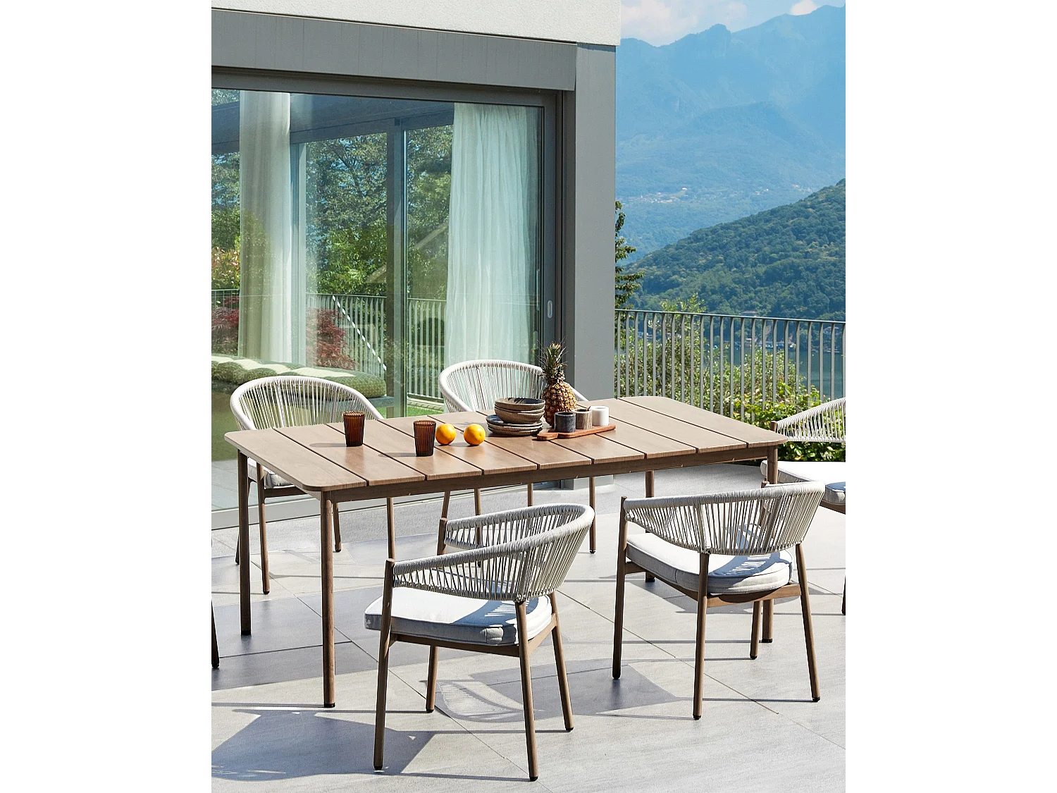 Lot de 6 chaises de jardin avec coussins FLAVIA Métal Blanc