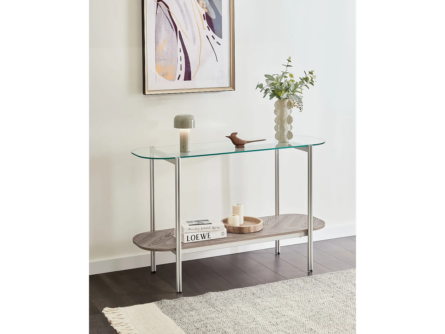 Consoletafel LOVELL Veiligheidsglas Zilver