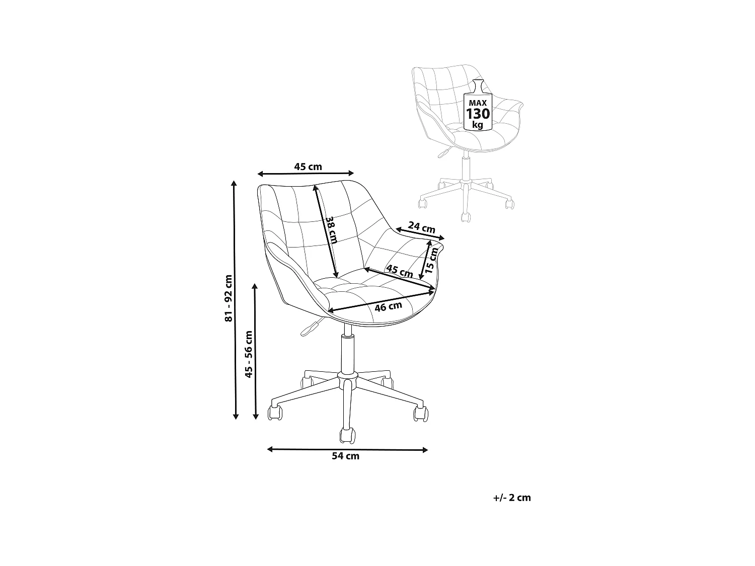 Schreibtischstuhl drehbar LABELLE Samtstoff Beige