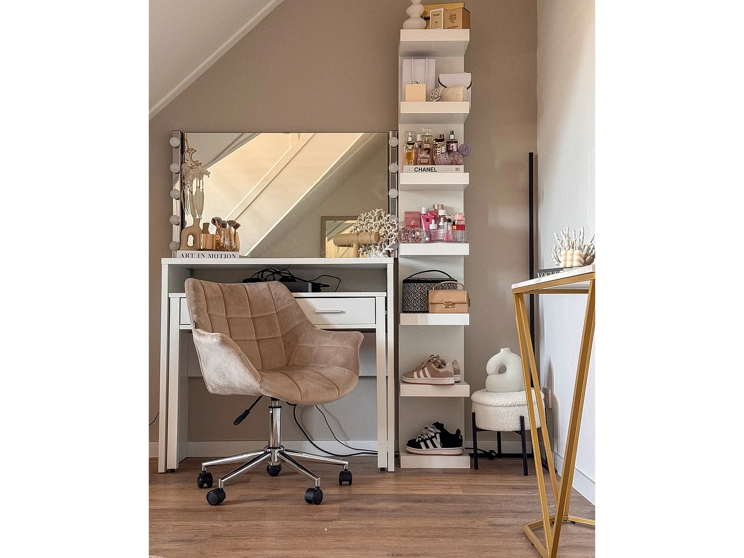 Chaise de bureau LABELLE Velours Beige