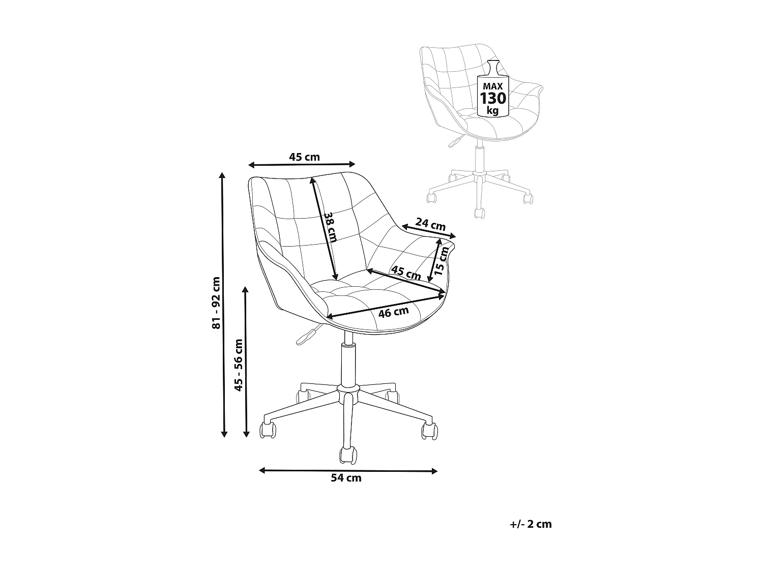 Chaise de bureau LABELLE Velours Beige