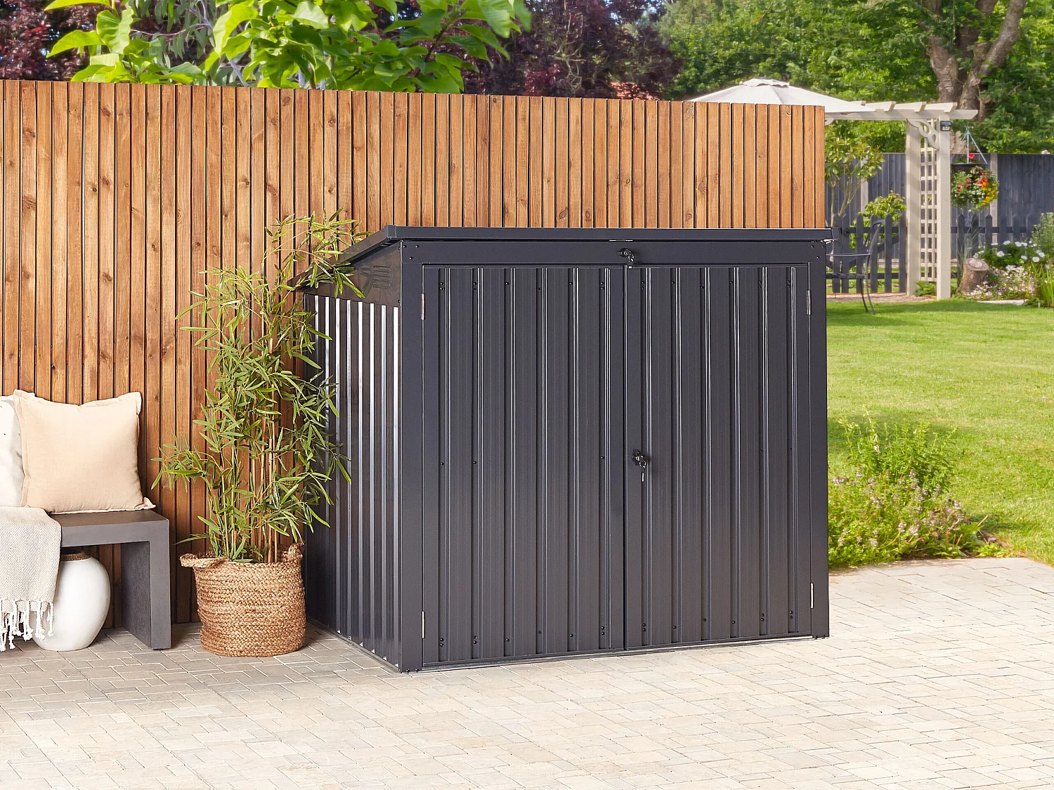 Casetta da giardino MOENA Metallo 158 cm 96 cm Grigio grafite