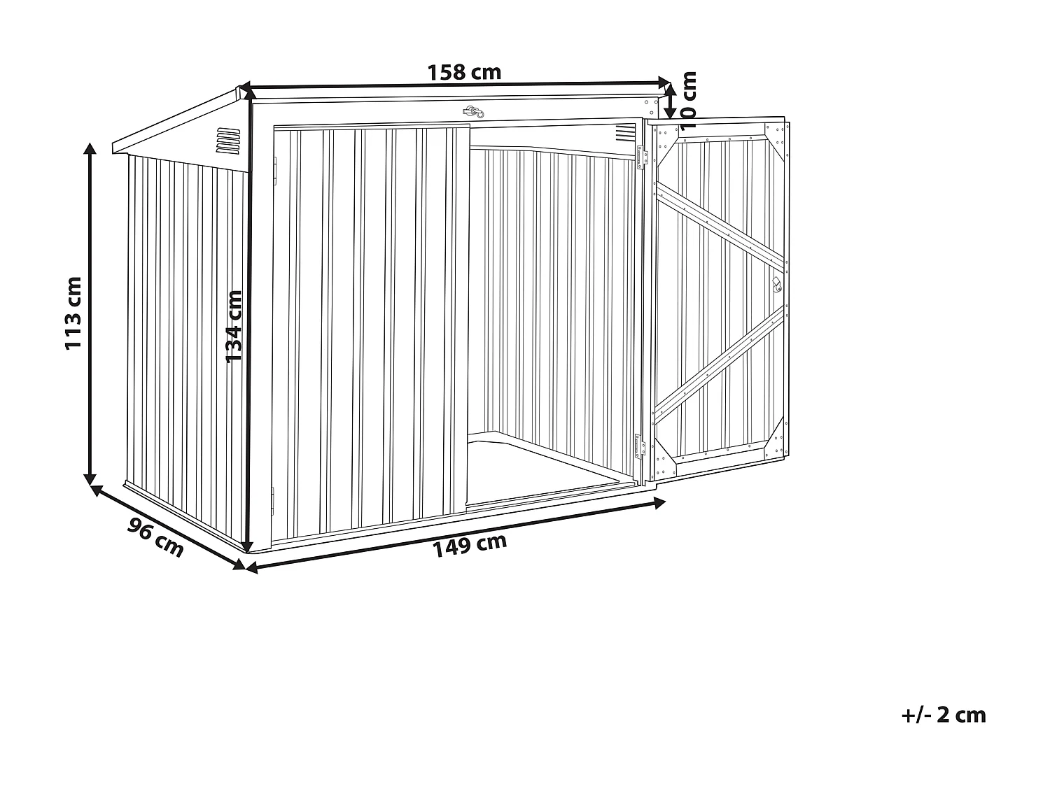 Gerätehaus MOENA Metall 158 cm 96 cm Graphitgrau