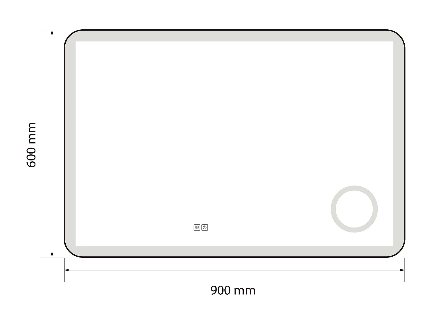 Miroir salle de bain LED 90x60cm anti buée avec cadre en aluminium noir et loupe x3 LB-4685B