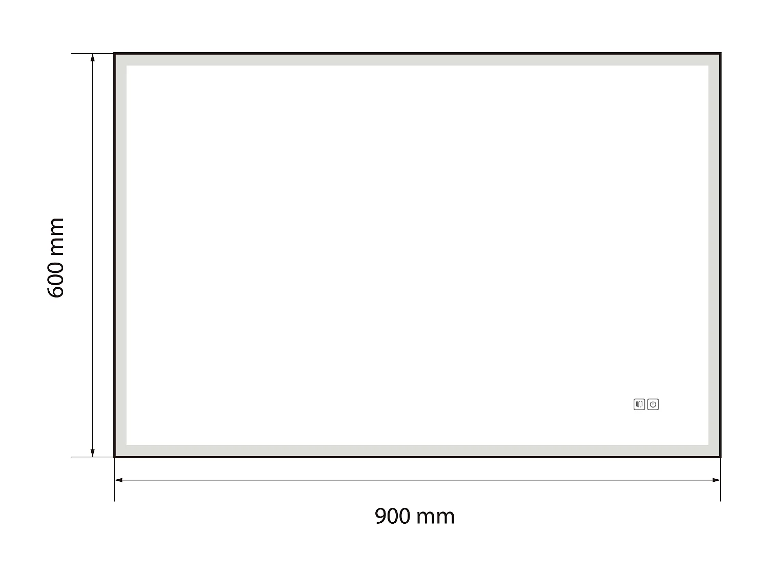 Miroir salle de bain LED 90x60cm anti buée avec cadre doré LB-126080G