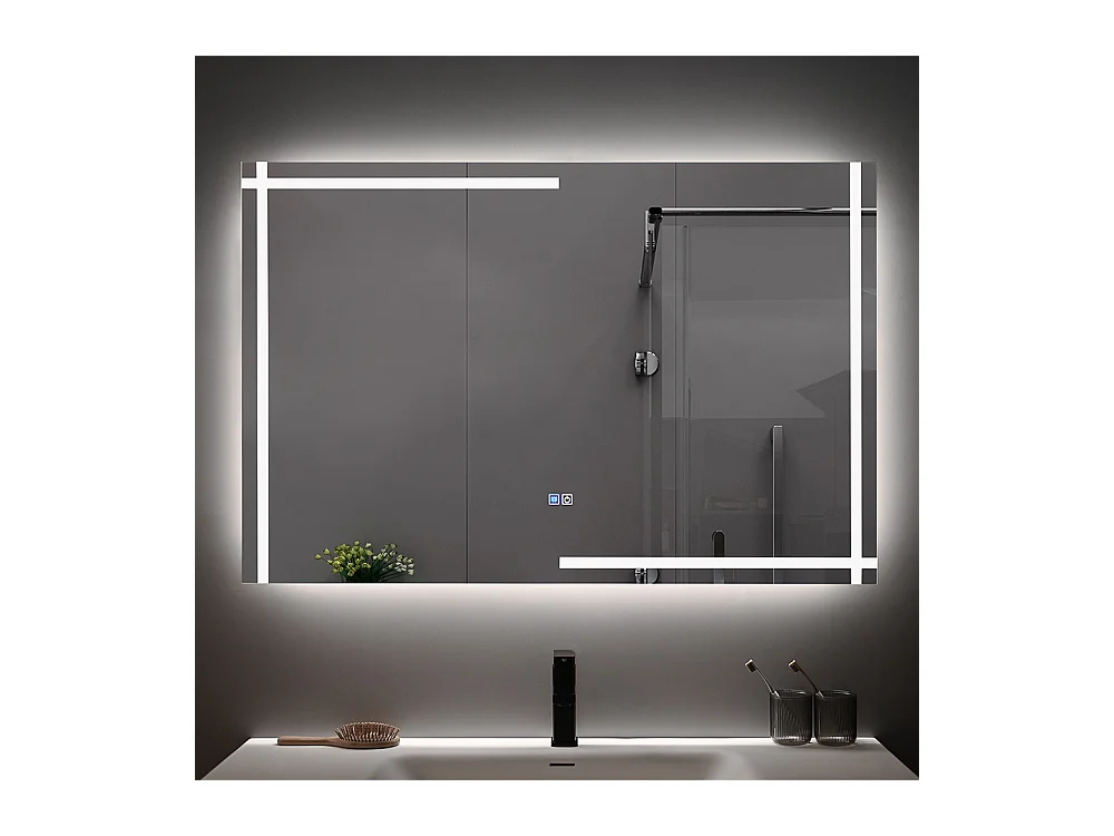 Miroir salle de bain LED 90x60cm anti buée et LED 3 couleurs LB-4693
