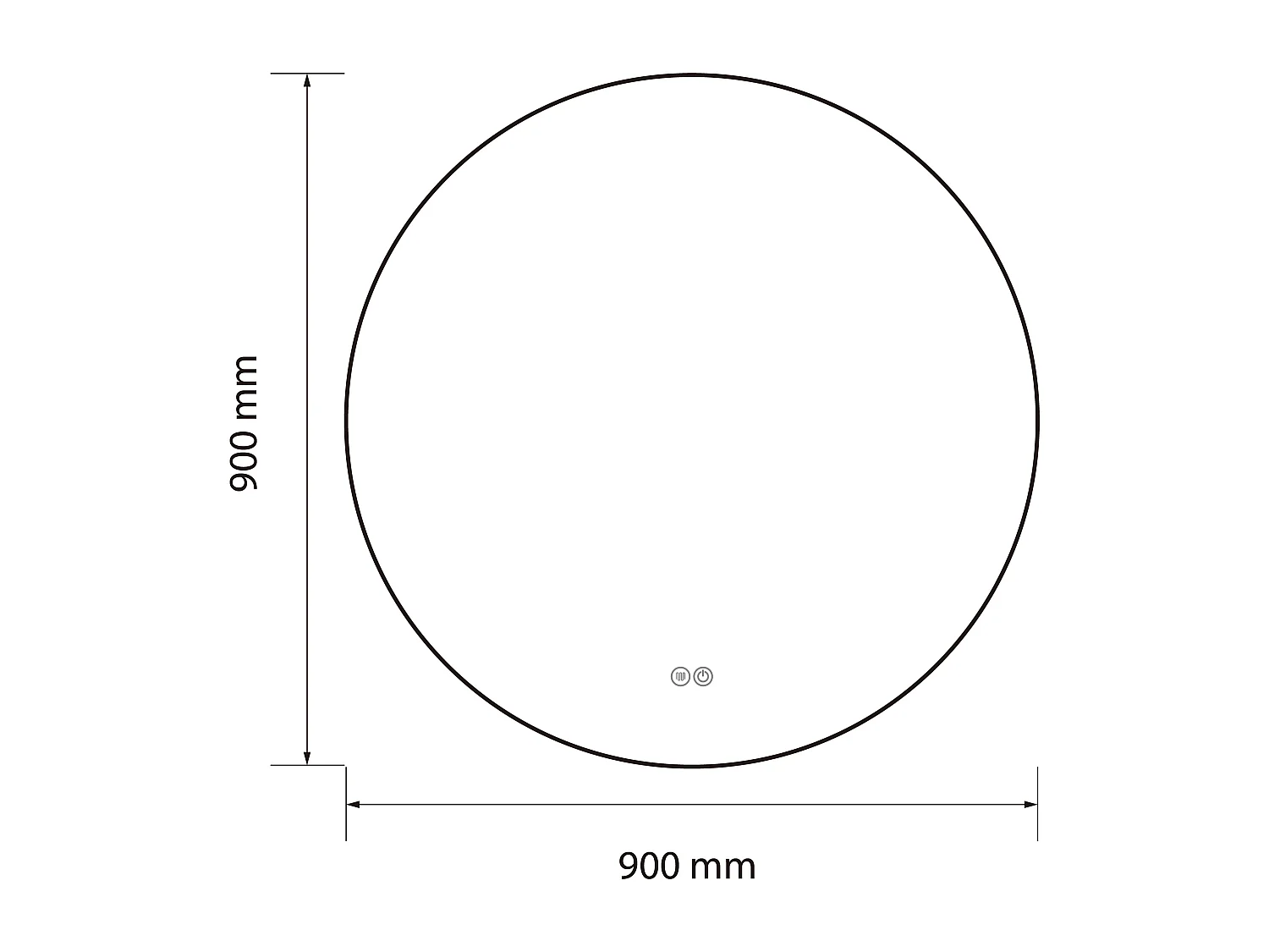 Miroir salle de bain LED rond 90cm anti buée avec cadre noir LB-4647BA