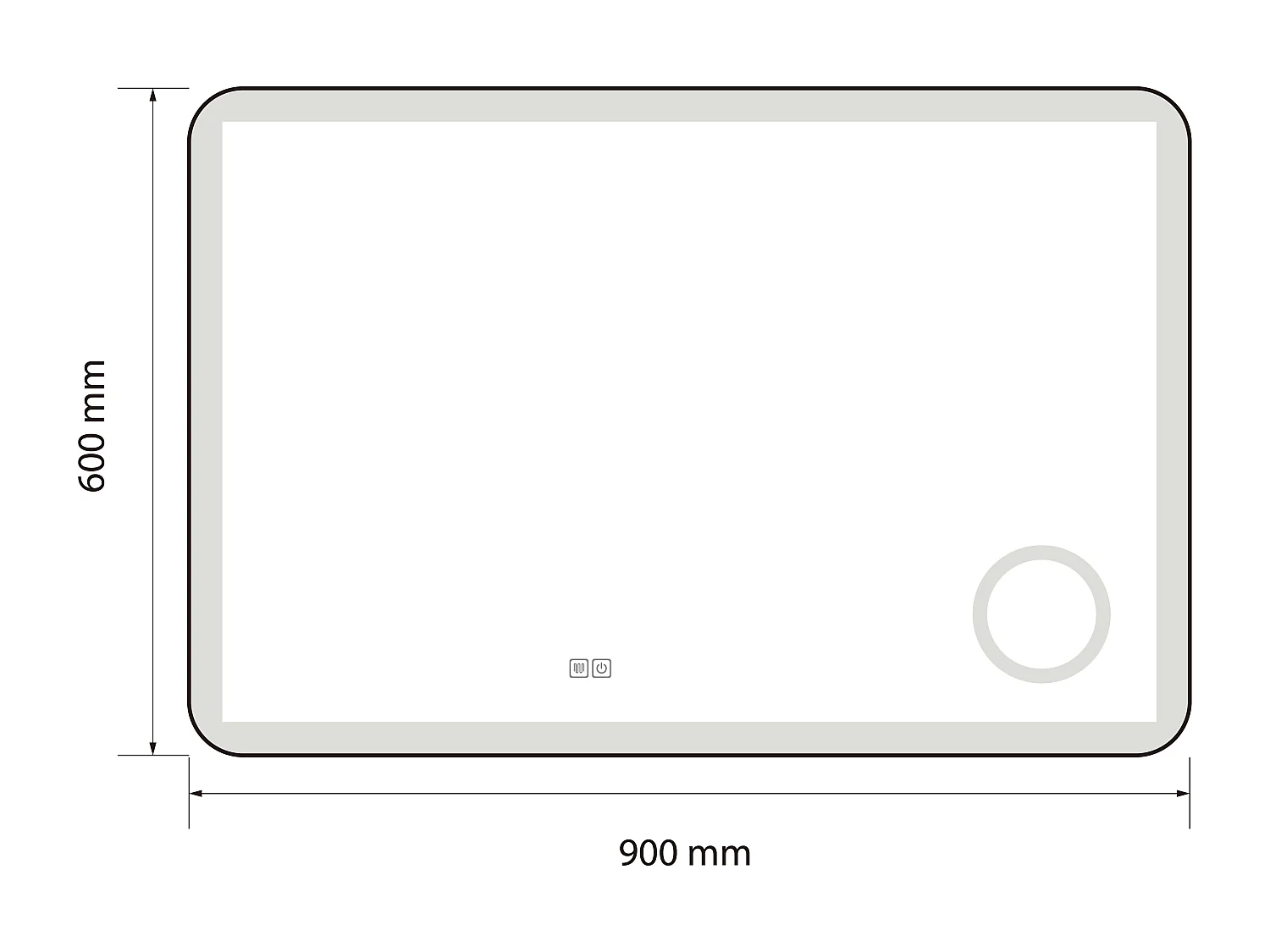 Miroir salle de bain LED 90x60cm anti buée avec cadre en aluminium doré et loupe x3 LB-4685G