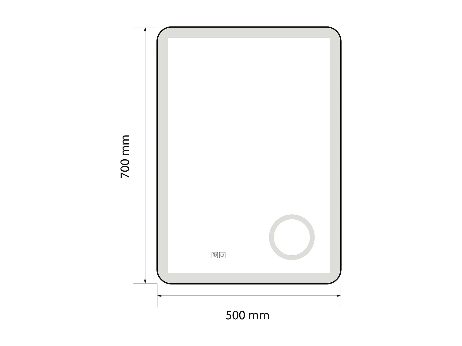 Miroir salle de bain LED 50x70cm anti buée avec cadre en aluminium doré et loupe x3 LB-4685G