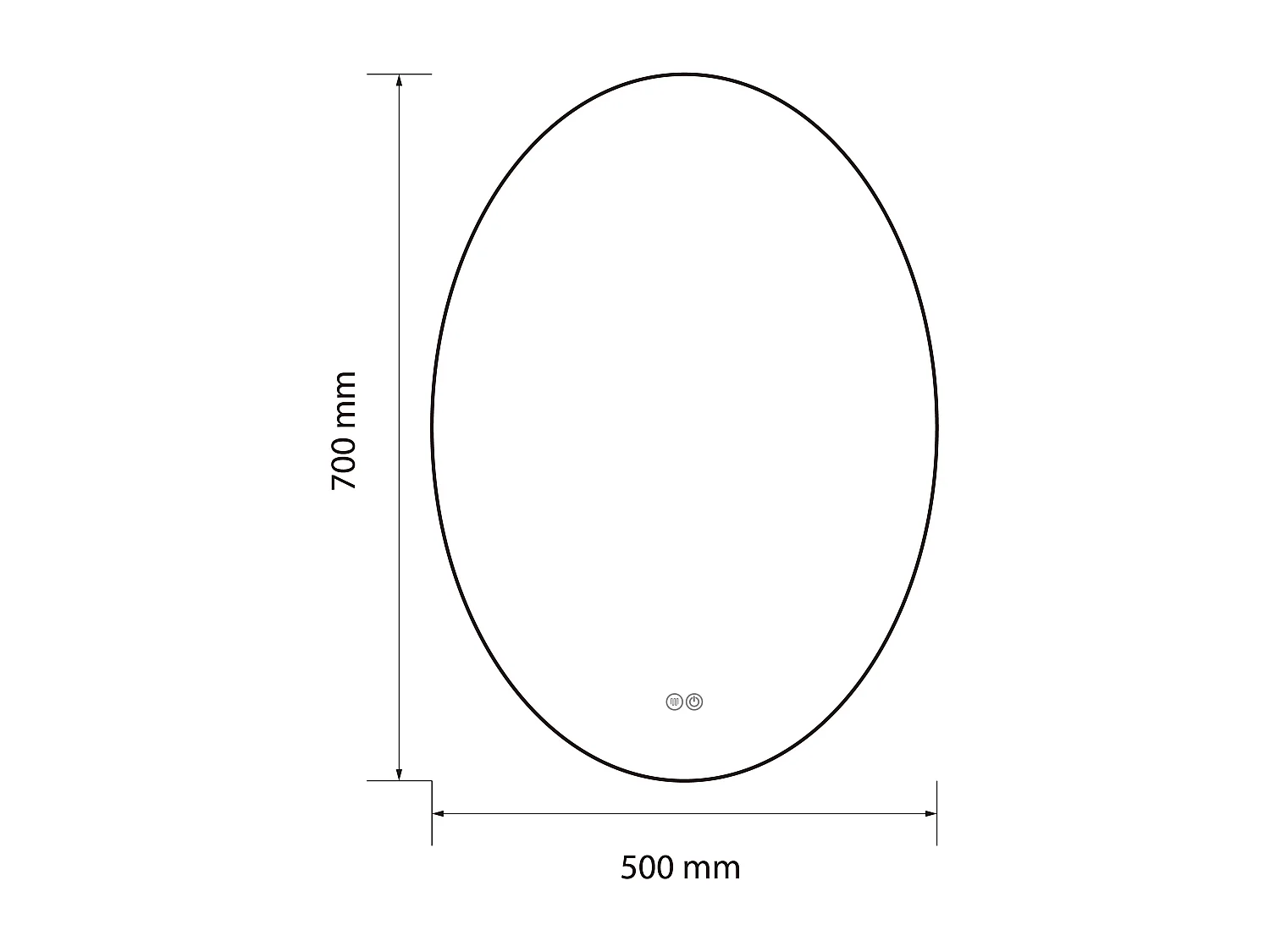 Miroir salle de bain LED ovale 50x70cm anti buée avec cadre doré LB-4646G