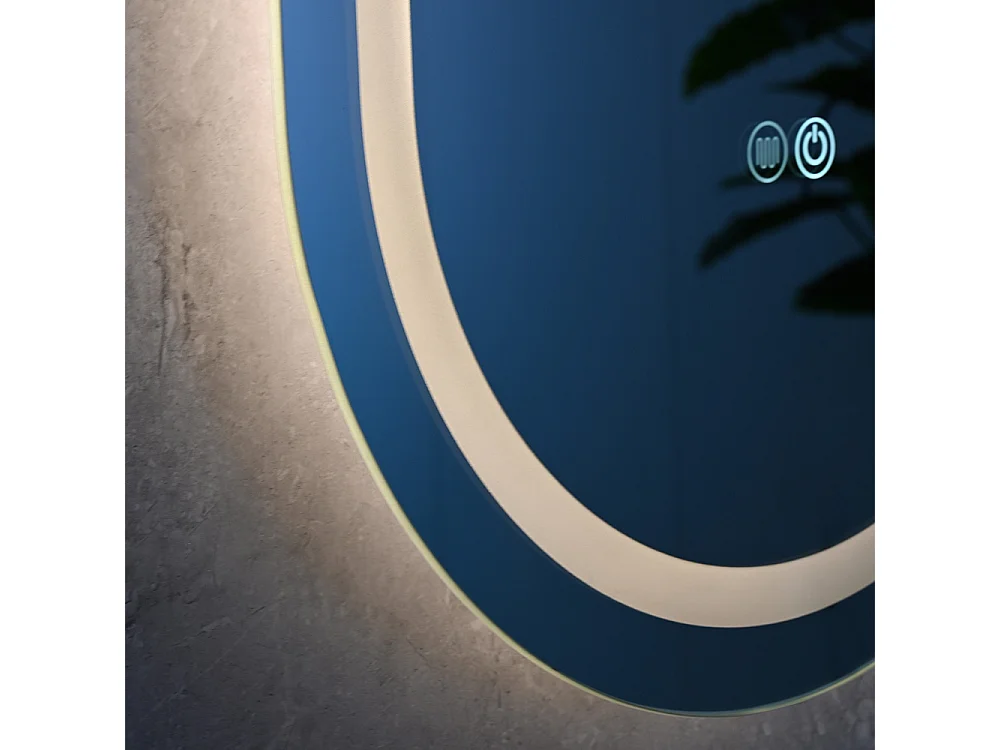 Miroir salle de bain LED ovale 45x90cm anti buée et LED 3 couleurs