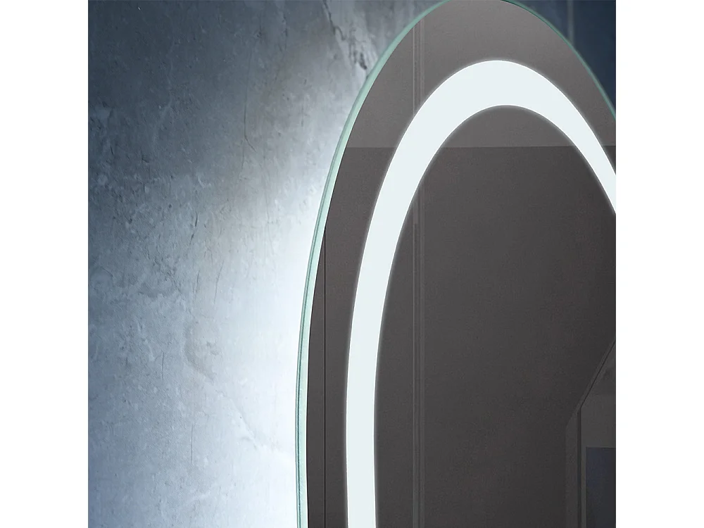 Miroir salle de bain LED ovale 45x90cm anti buée et LED 3 couleurs