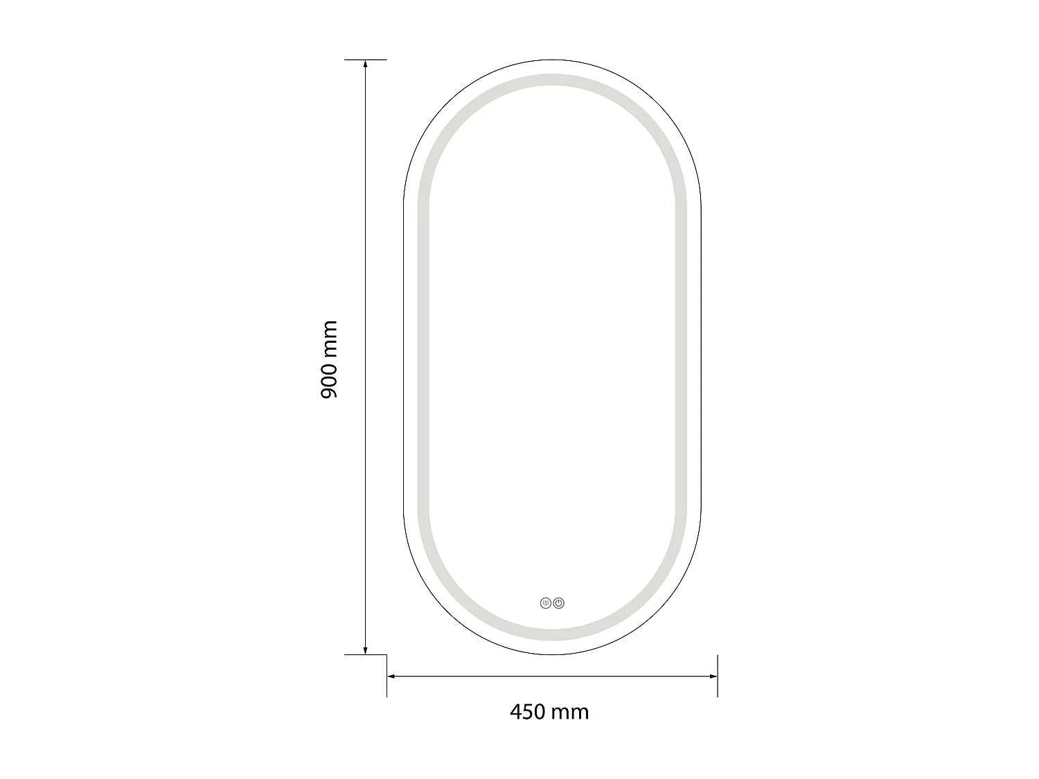 Miroir salle de bain LED ovale 45x90cm anti buée et LED 3 couleurs