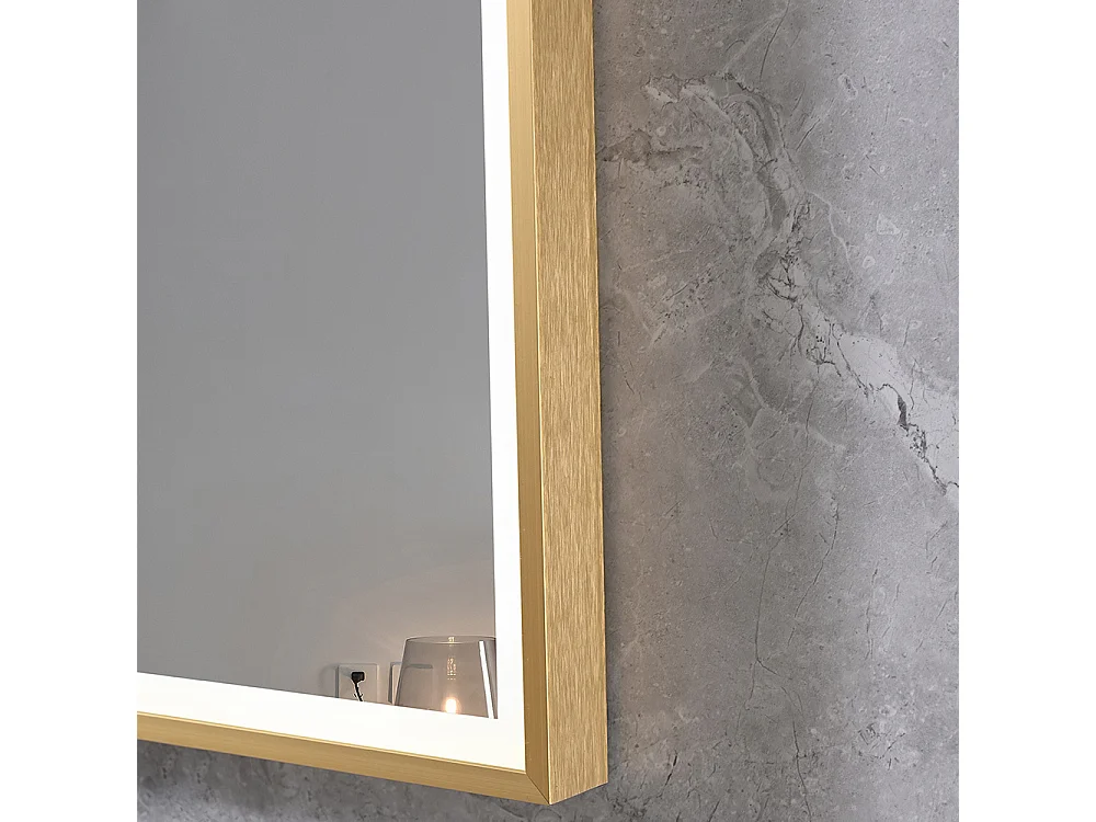 Miroir salle de bain LED 60x80cm anti buée avec cadre doré LB-126080G