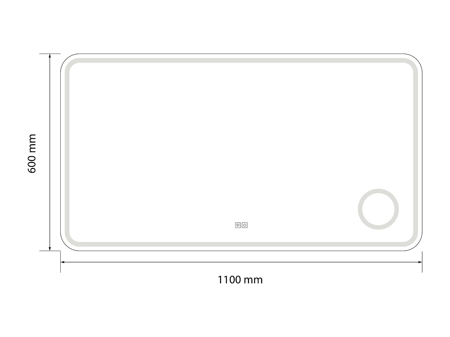Miroir salle de bain LED 110x60cm anti buée avec LED 3 couleurs et loupe x3 LB-3612