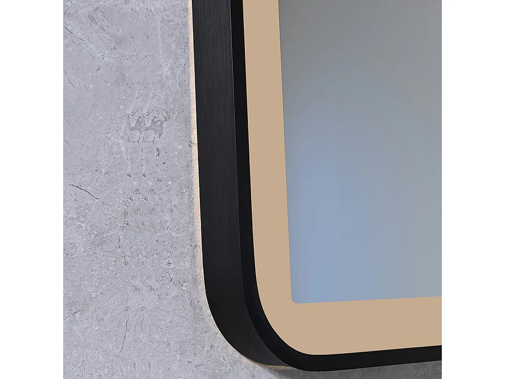 Miroir salle de bain LED 110x60cm anti buée avec cadre en aluminium noir et loupe x3 LB-4685B