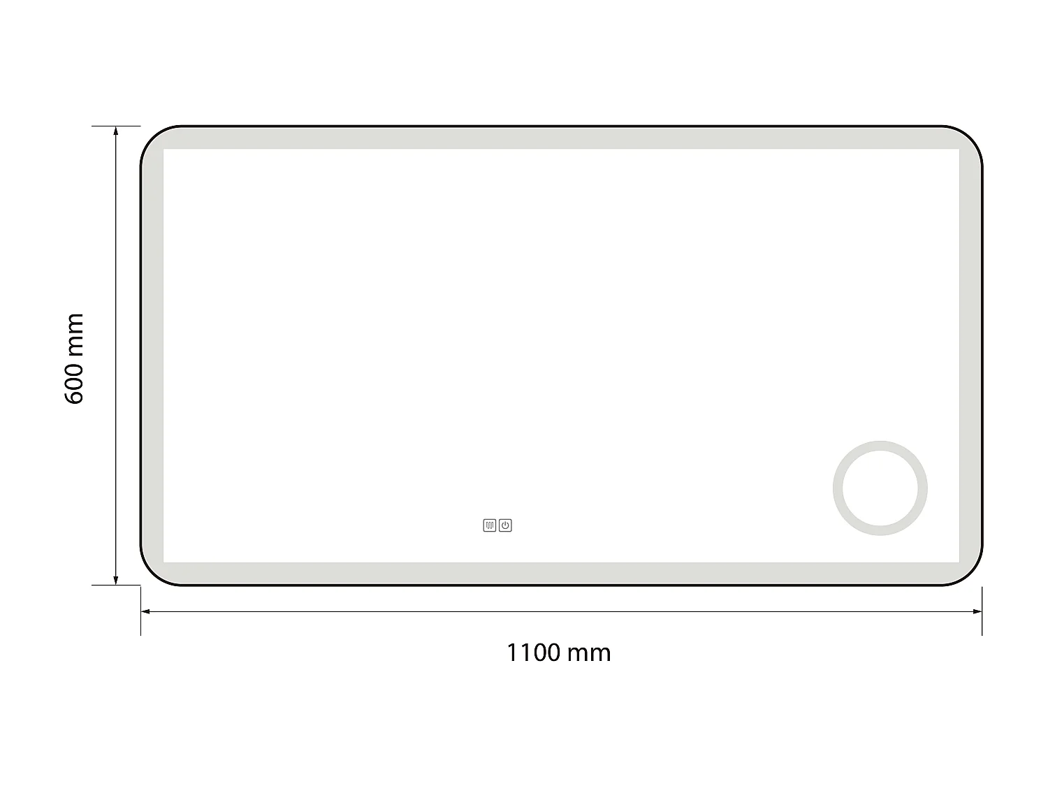 Miroir salle de bain LED 110x60cm  anti buée avec cadre en aluminium doré et loupe x3 LB-4685G