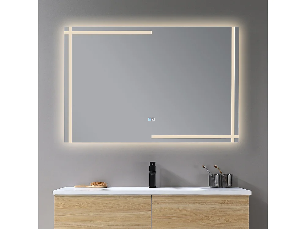 Miroir salle de bain LED 120x60cm anti buée et LED 3 couleurs LB-4693
