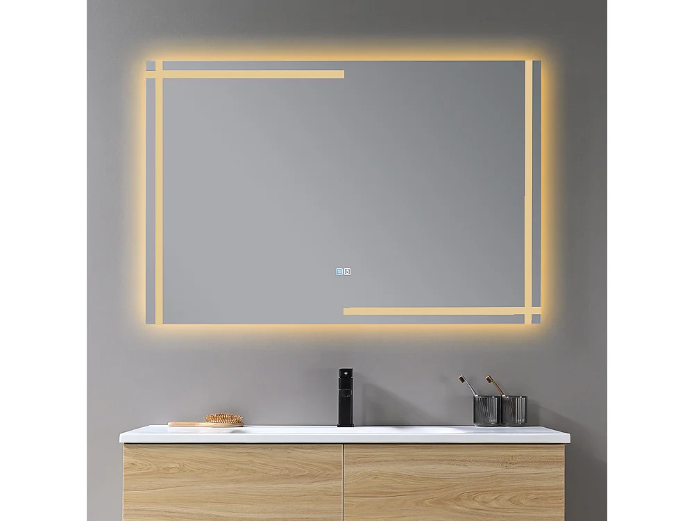 Miroir salle de bain LED 120x60cm anti buée et LED 3 couleurs LB-4693
