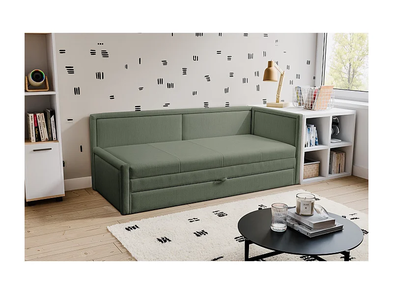 Jugendbett mit ausziehbarer Liegefläche und Schublade - Salbeigrün - CAPRILI