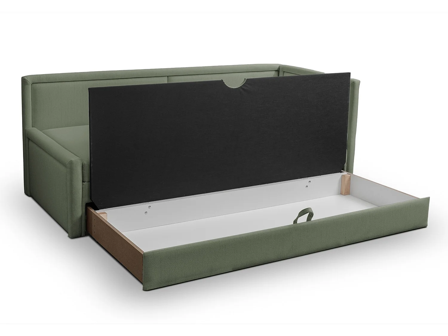Jugendbett mit ausziehbarer Liegefläche und Schublade - Salbeigrün - CAPRILI