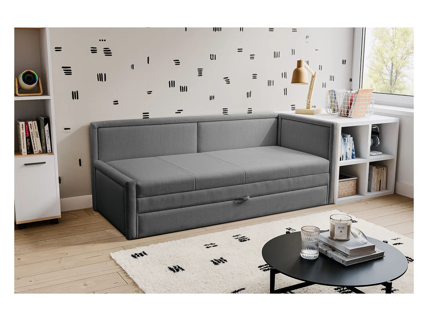Lit ado avec rangement - gris foncé - CAPRILI