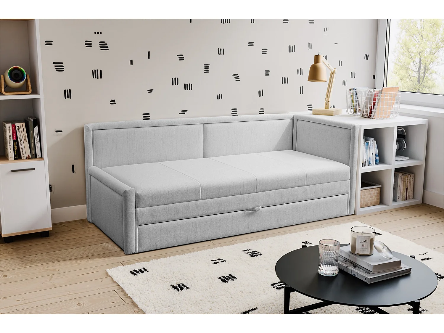 Lit ado avec rangement - gris clair - CAPRILI