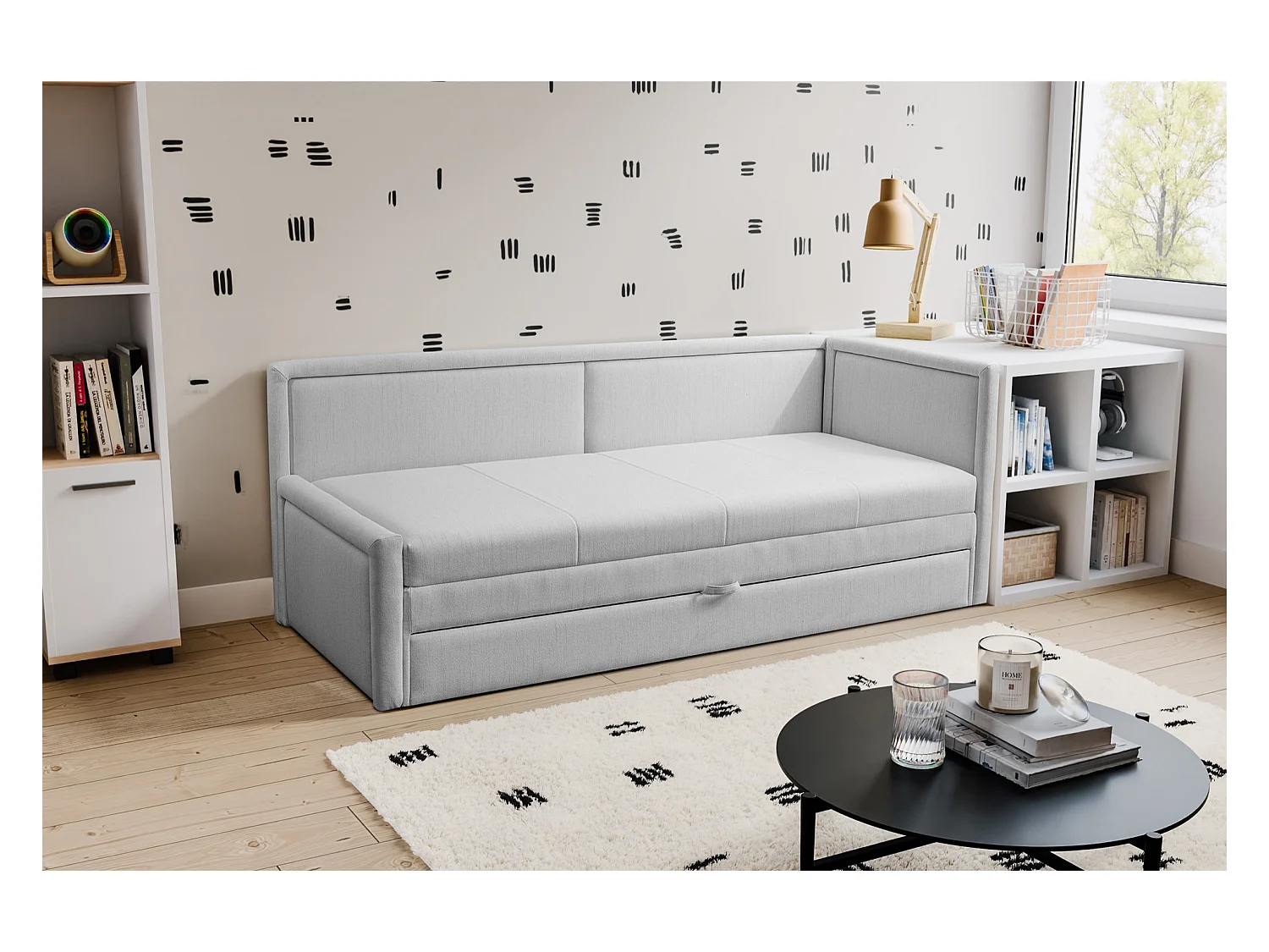 Lit ado avec rangement - gris clair - CAPRILI