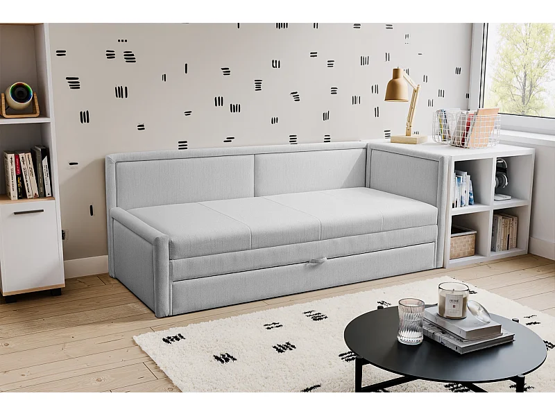 Tienerbed met opbergruimte - lichtgrijs - CAPRILI