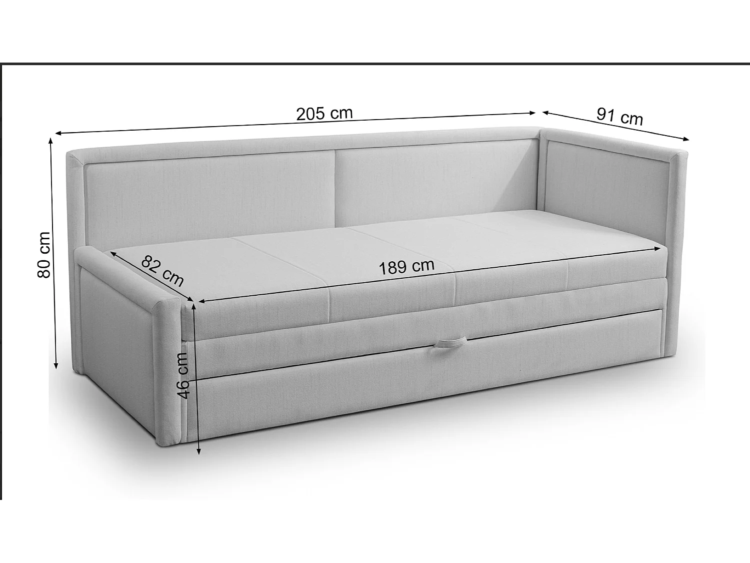 Jugendbett mit ausziehbarer Liegefläche und Schublade - Dunkelblau - CAPRILI