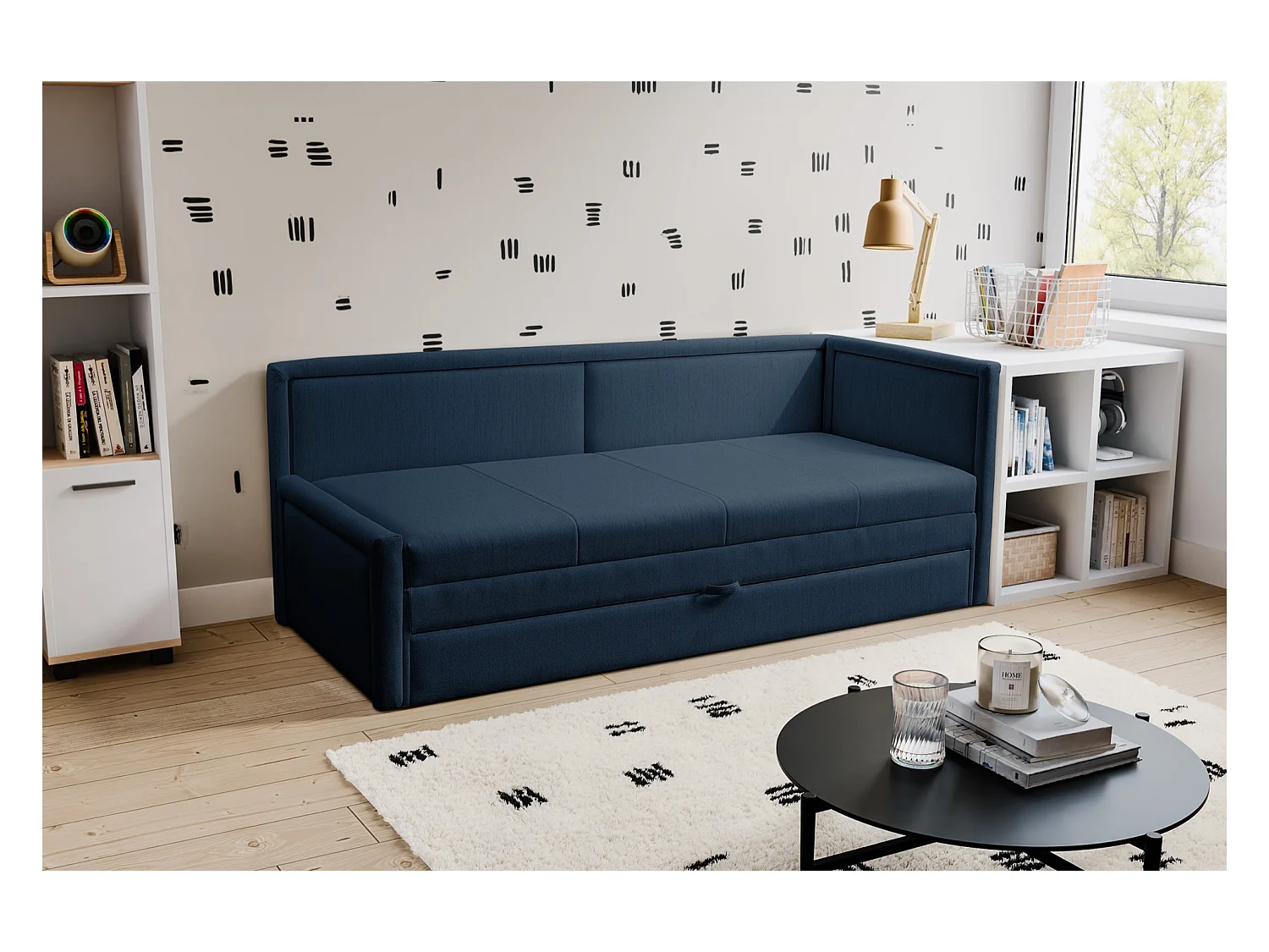 Lit ado avec rangement - bleu marine - CAPRILI