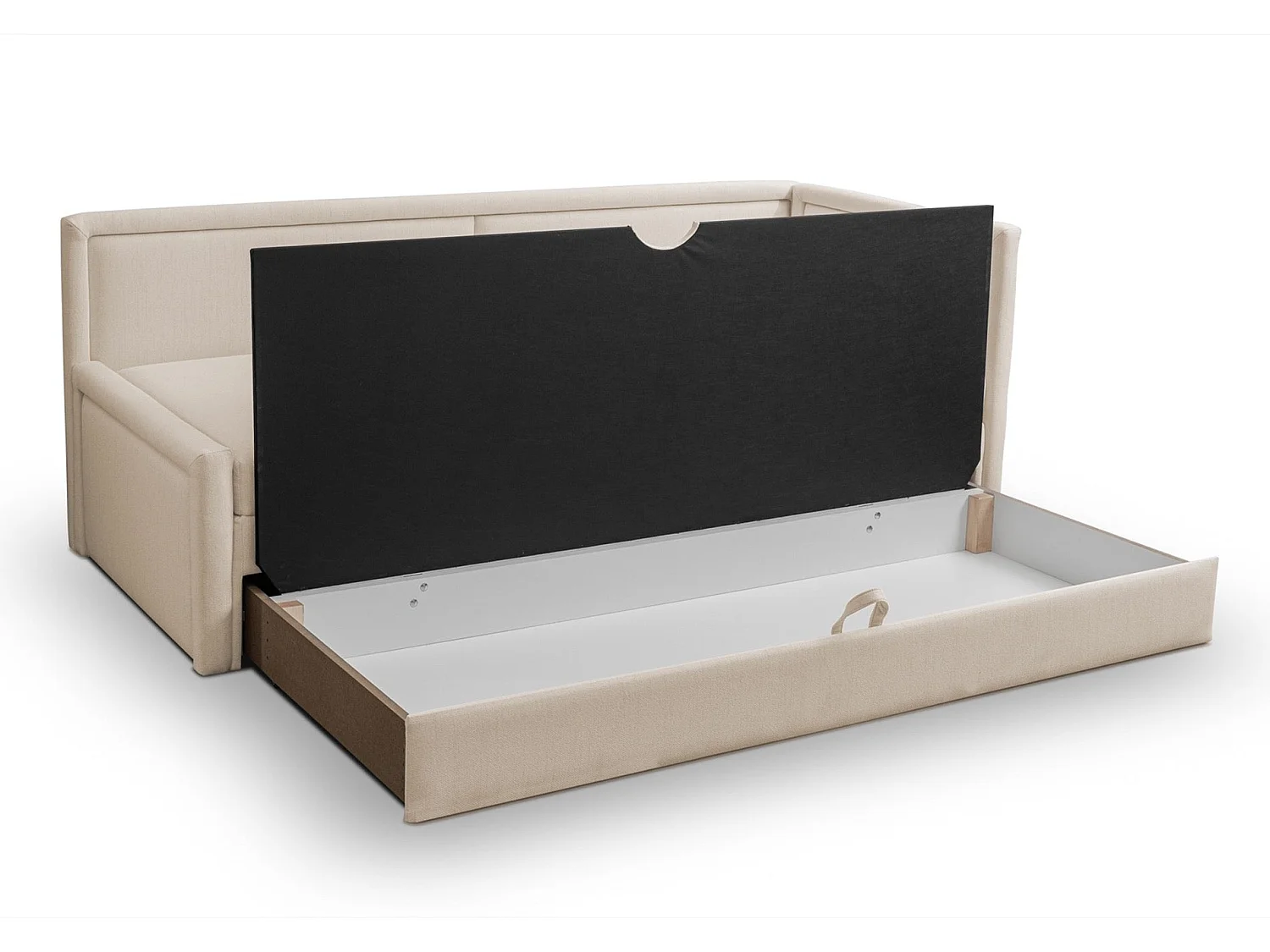 Tienerbed met opbergruimte - lichtbeige - CAPRILI