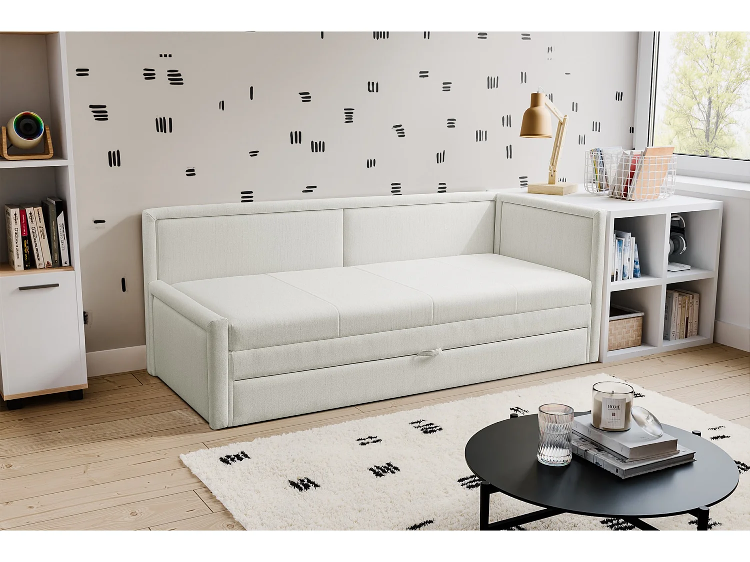 Lit ado avec rangement - crème - CAPRILI