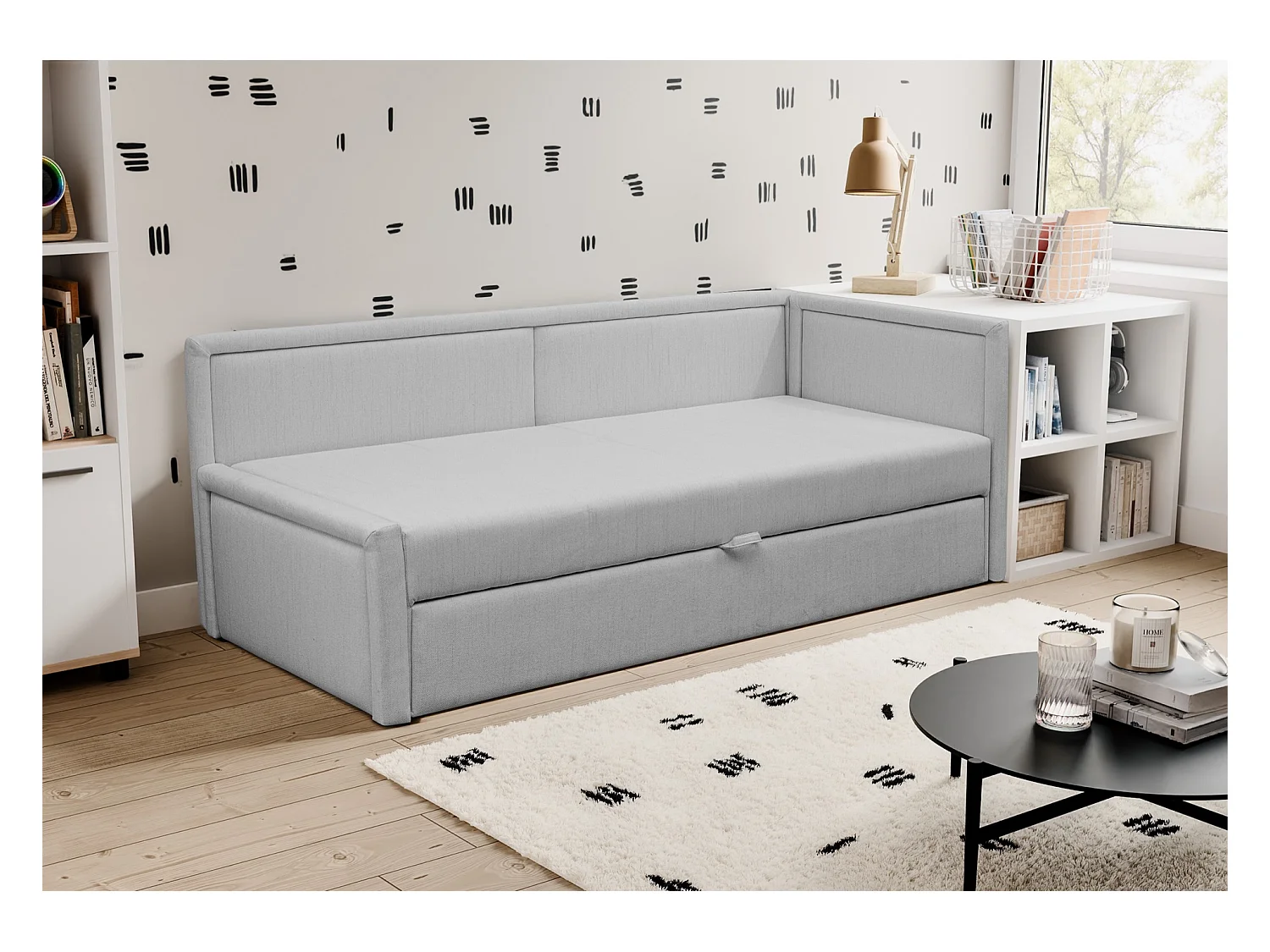Lit gigogne pour adolescent - deux places - gris clair - CAPRILI