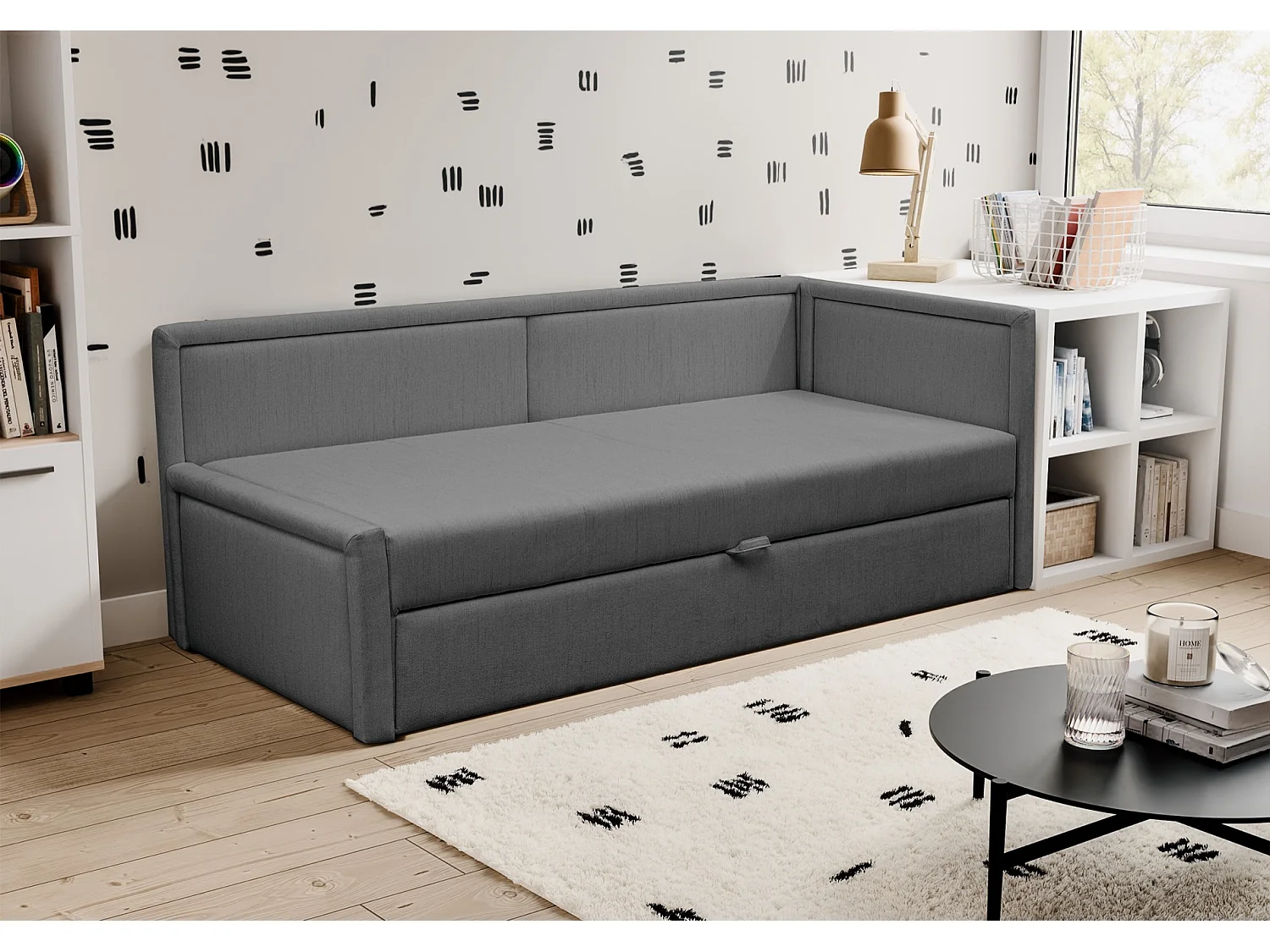 Lit gigogne pour adolescent - deux places - gris foncé - CAPRILI